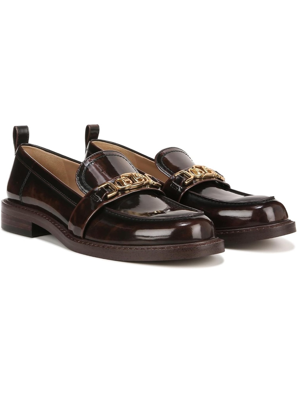 Sam Edelman Chesnut Leather Loafers with Gold Horsebit - Picture 5 of 6